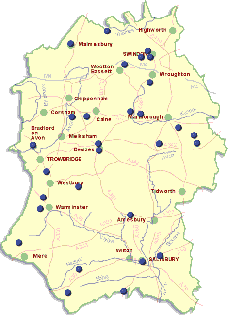 Wiltshire County Map. We cover the Wiltshire area.